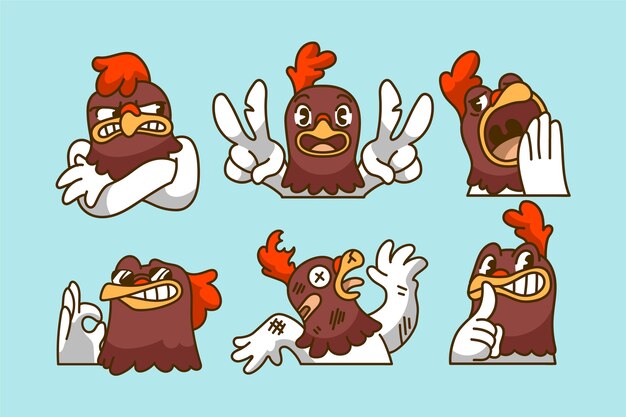 Handritad samling av emotes-element
