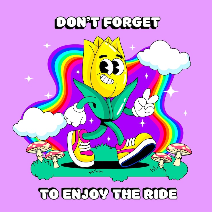 Hand drawn good vibes cartoon t-shirt illustration