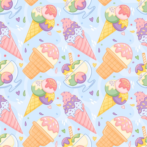 Handgezeichnetes pastellfarbenes Sommermusterdesign